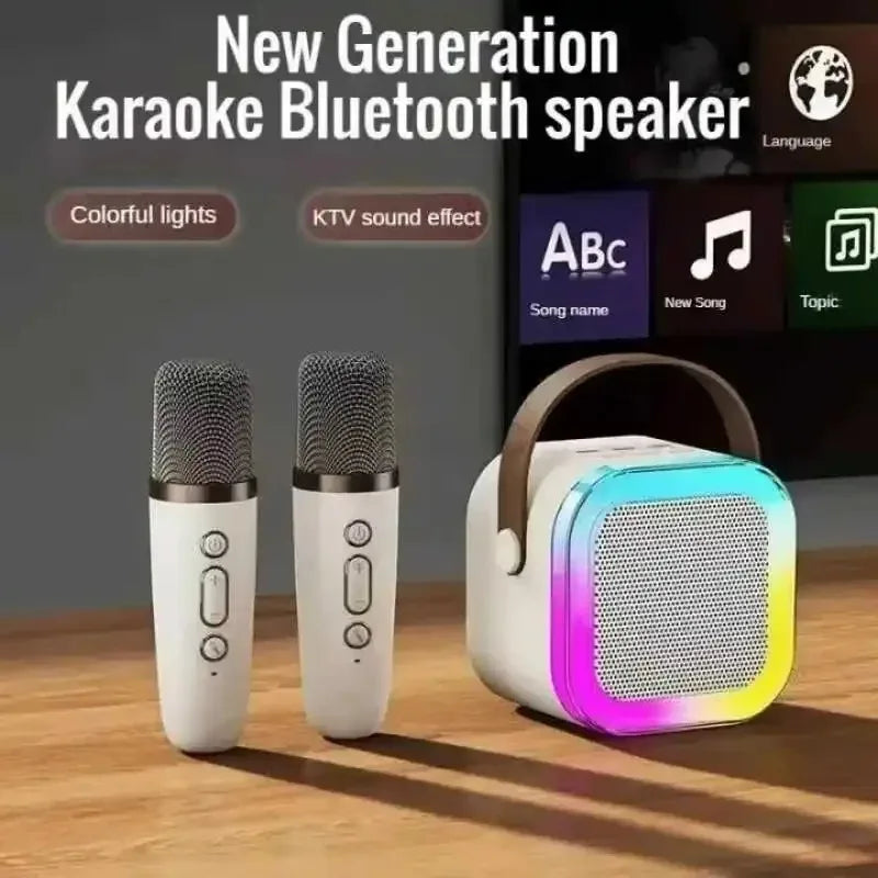 Karaoke Machine Bluetooth K12 Portable 5.3 PA Speaker System with 1-2 Wireless Microphones Home Family Singing Children's Gifts