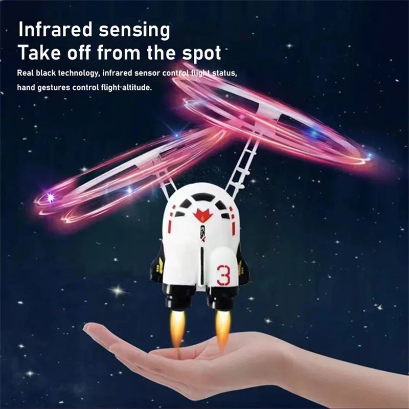 Mini Infrared Induction Flying Toy Astronaut Style Aircraft Helicopter Toy Induction Flying Machine Automatic Flight Kids Toy